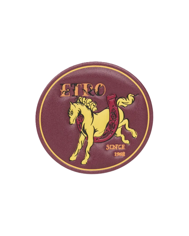 Etro Lederpatch Mit Pegaso Etro X Globe-trotter, Herren, Bordeaux Bordeaux