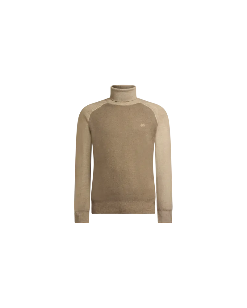 Etro Rollkragenpullover Aus Wolle Mit Pegaso-logo, Herren, Beige, Größe Beige