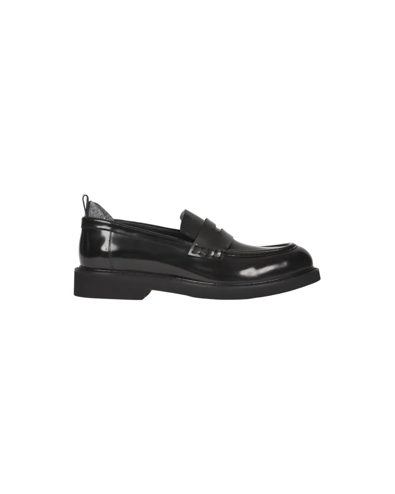 Etro Penny Loafer Aus Leder Mit Einsatz, Herren, Schwarz, Größe Schwarz