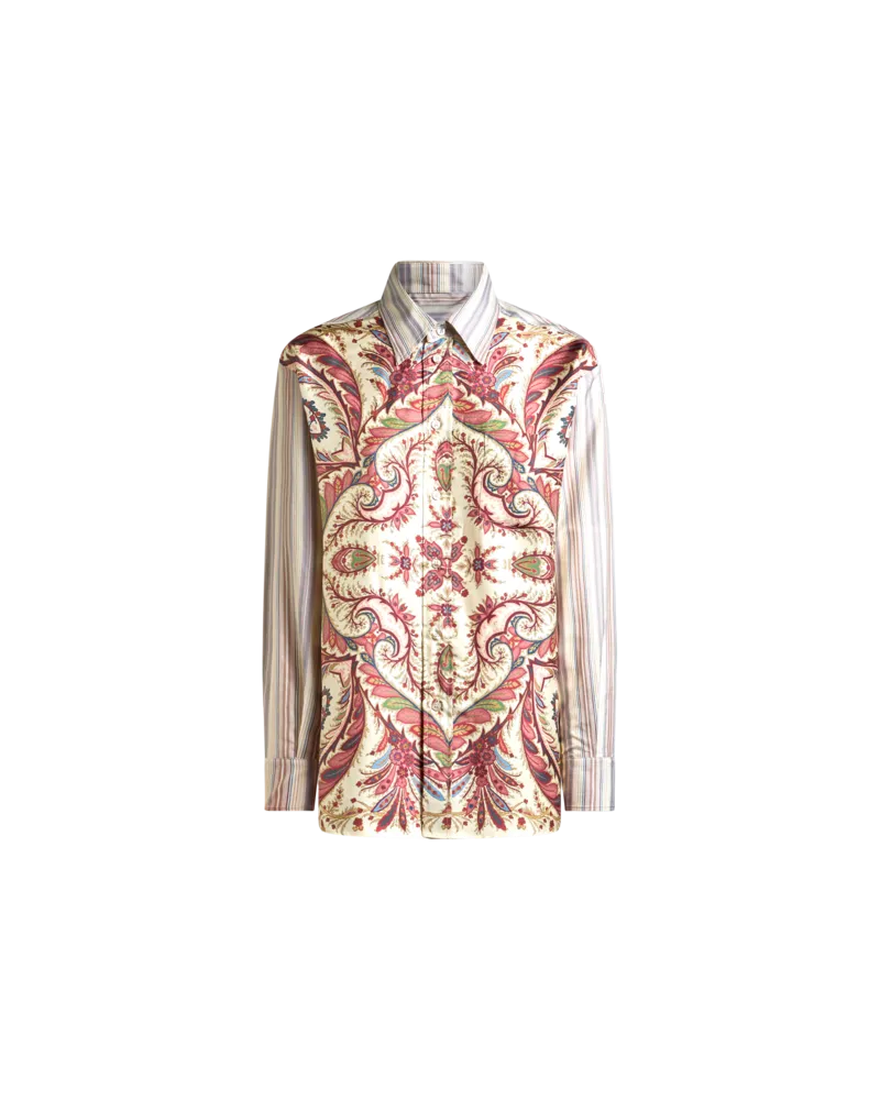 Etro Gestreifte Hemdbluse Mit Platziertem Druck, Damen, Multicolor, Größe Multicolor