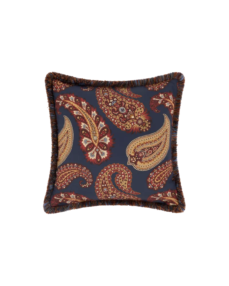 Etro Kissen Aus Baumwolle Mit Doppeltem Print, Navyblau Navyblau