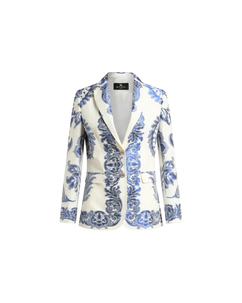Etro Jacke Mit Floralem Muster Aus Jacquard Fil Coupé, Damen, Weiß, Größe Weiß