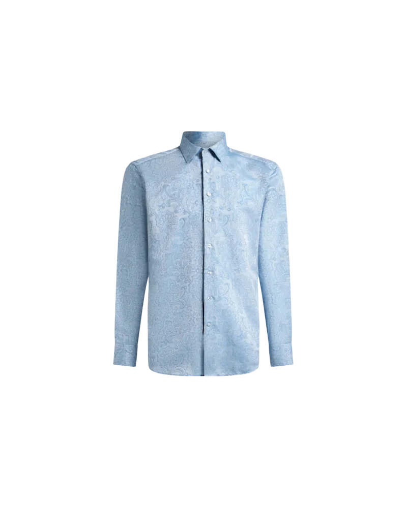Etro Hemd Aus Jacquard Mit Blumenmotiv, Herren, Hellblau, Größe Hellblau