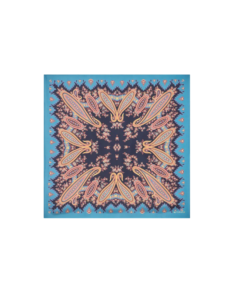 Etro Tuch Aus Seide Mit Platziertem Druck, Damen, Hellblau Hellblau