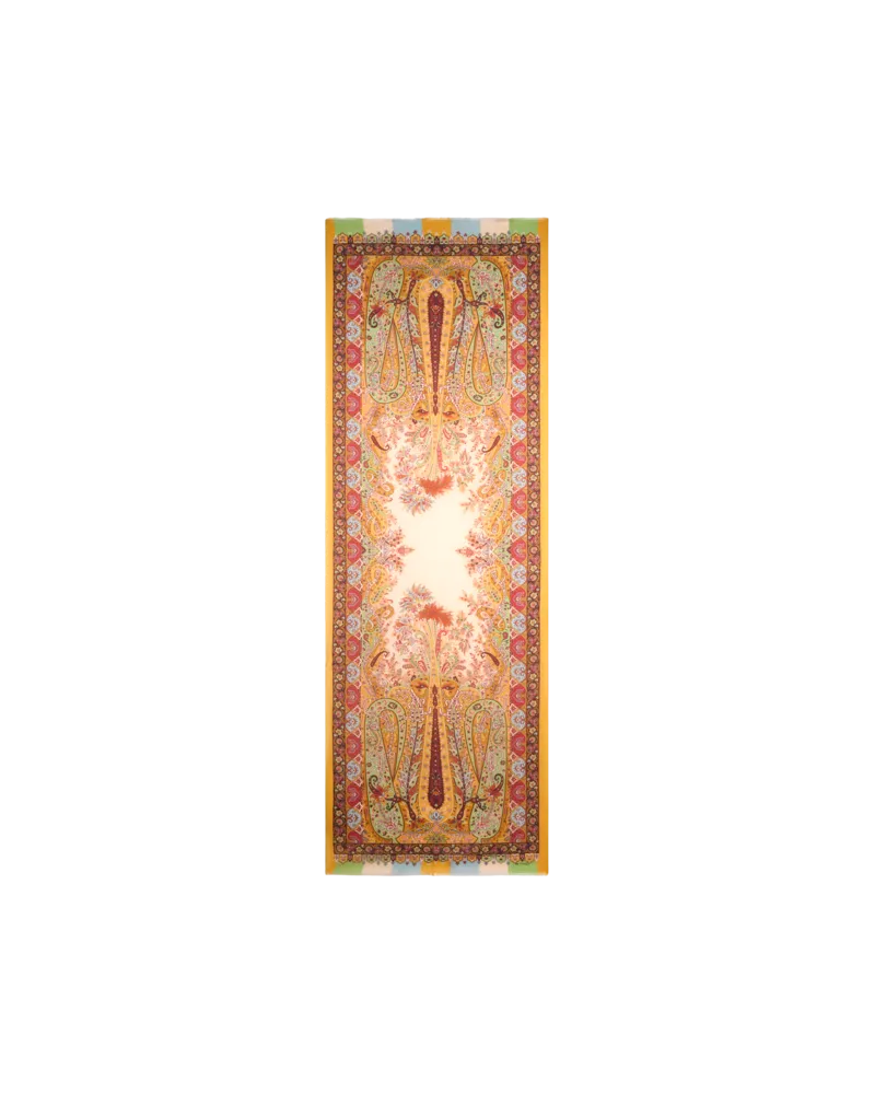 Etro Schal Aus Modal Und Kaschmir Im Chevronmuster Mit Floralem Paisley-motiv, Herren, Gelb Gelb