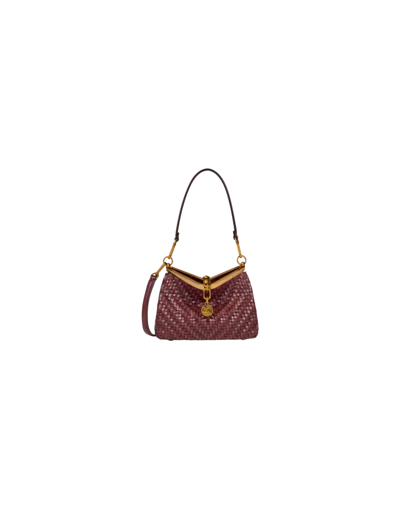 Etro Tasche Vela Klein Aus Geflochtenem Leder, Damen, Bordeaux Bordeaux