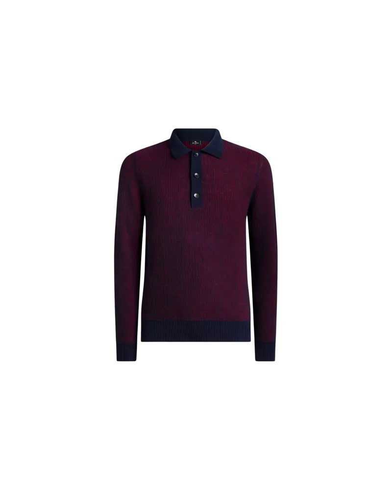 Etro Poloshirt Aus Wolle Mit Rippen, Herren, Bordeaux, Größe Bordeaux