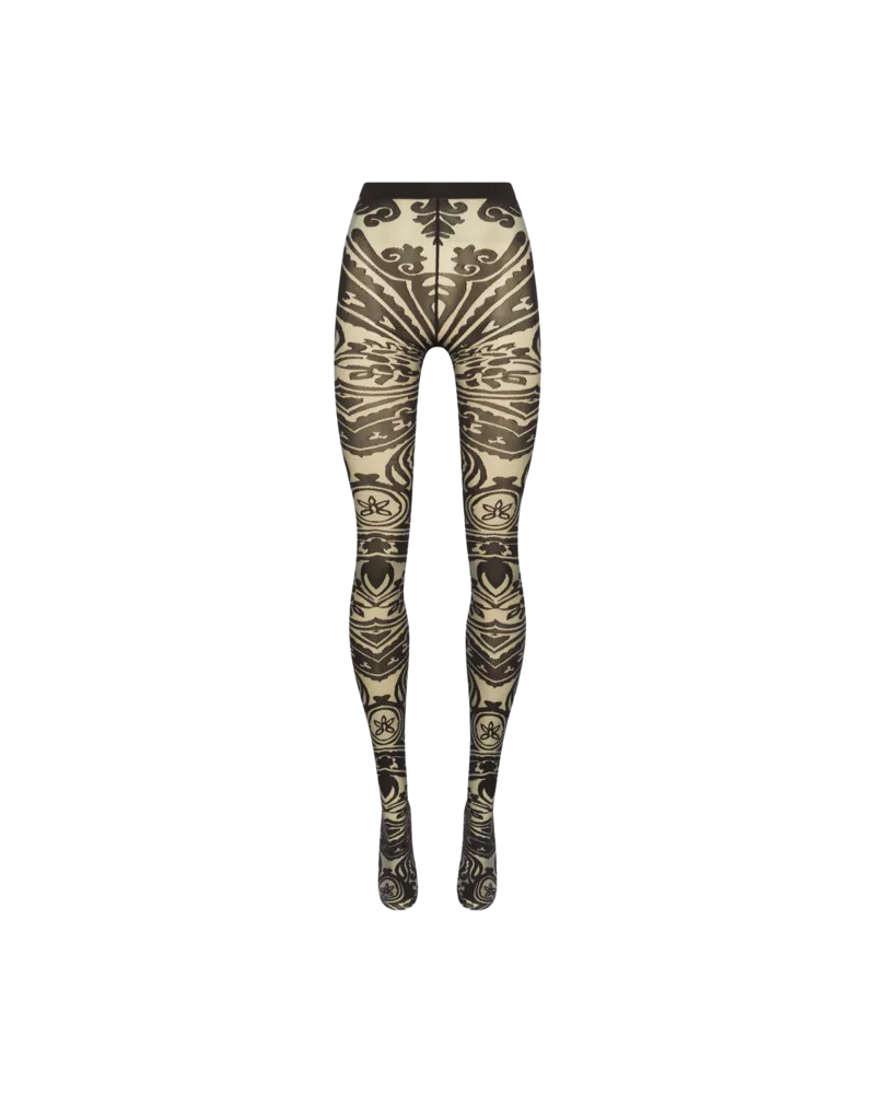 Etro Paisley-tattoo-strumpfhose, Damen, Schwarz, Größe Schwarz