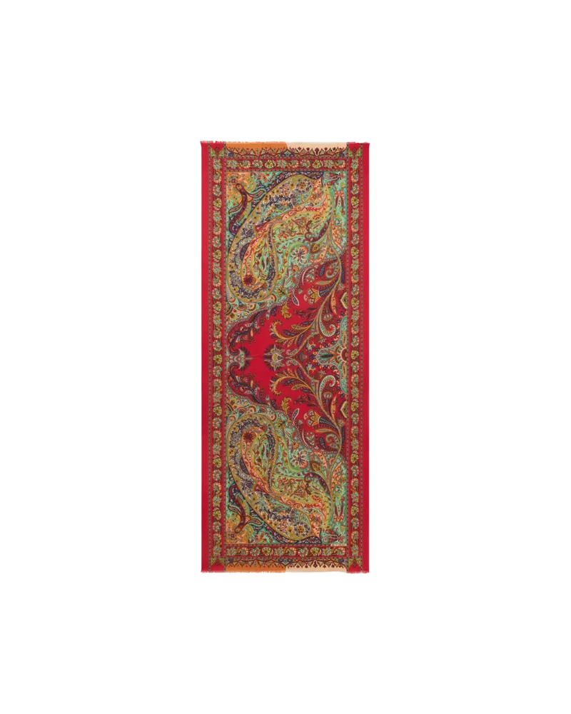 Etro Schal Aus Kaschmir, Seide Und Wolle Mit Paisley-motiv, Damen, Rot Rot