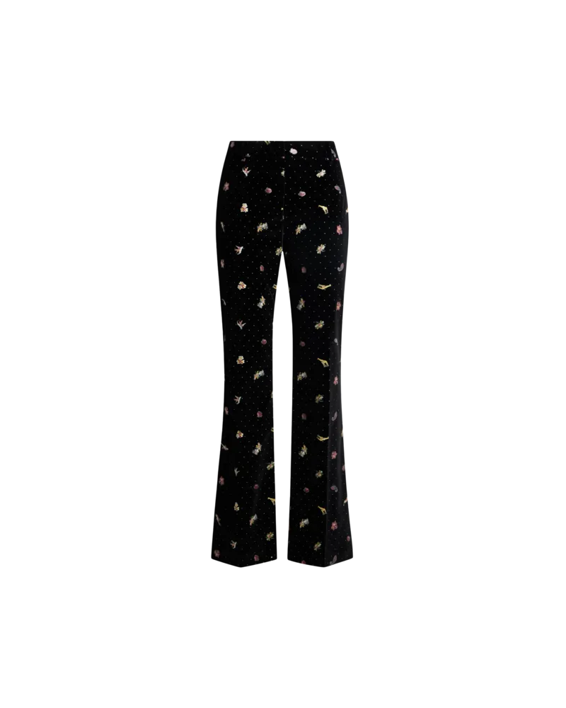 Etro Hose Aus Samt Aus Baumwolle Mit Blumen- Und Tiermotiv, Damen, Schwarz, Größe Schwarz