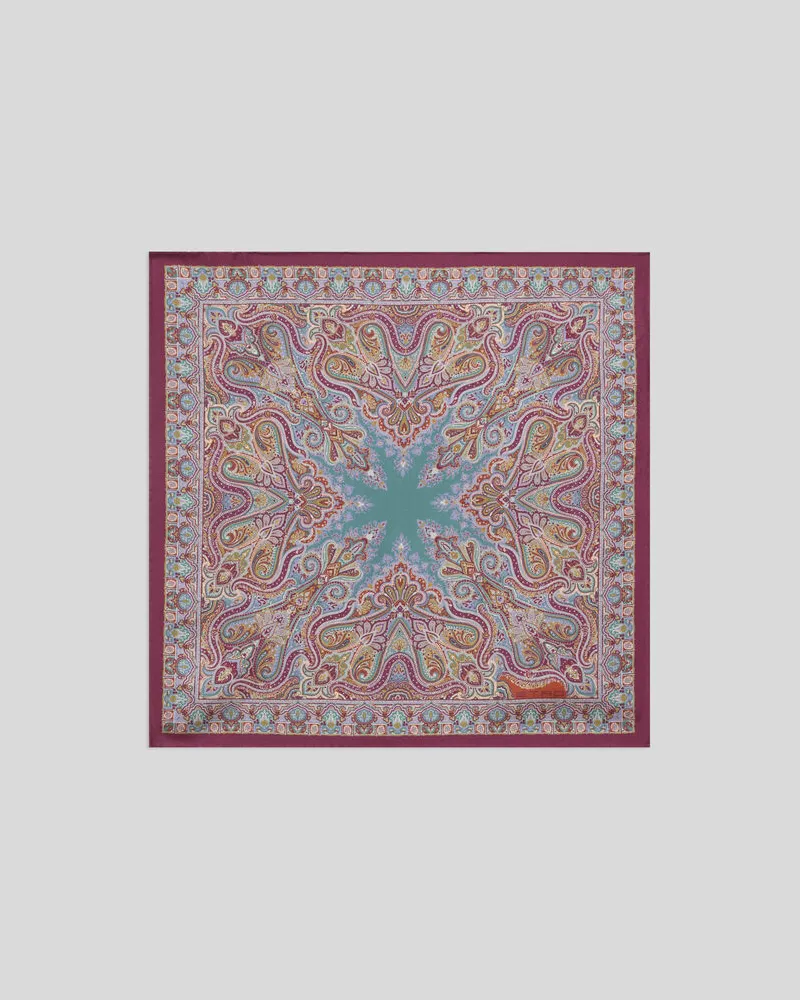 Etro Pochette Aus Seide Mit Floralem Paisley-motiv, Herren, Multicolor Multicolor