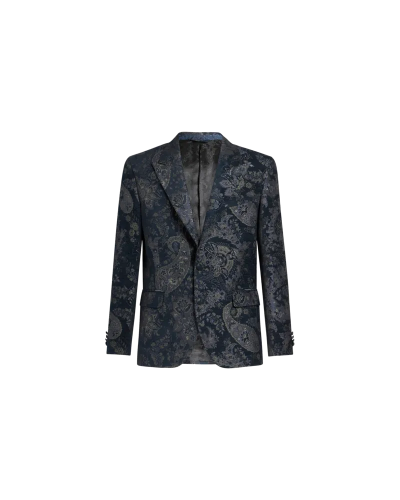 Etro Jacquard-blazer Mit Paisley-muster, Herren, Schwarz, Größe Schwarz