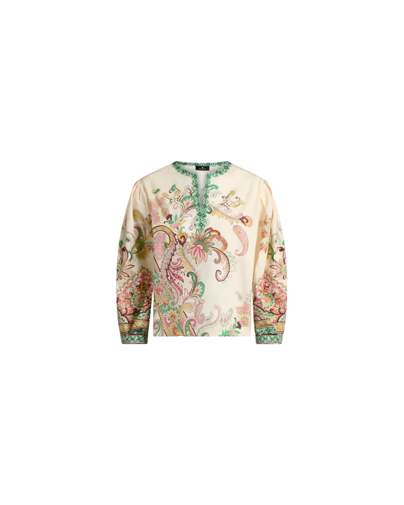 Etro Bluse Aus Baumwolle Mit Floralem Druck, Weiß, Größe Weiß
