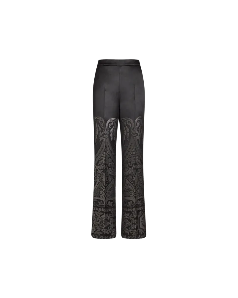 Etro Palazzohose Aus Seidenjacquard, Damen, Grau Grau