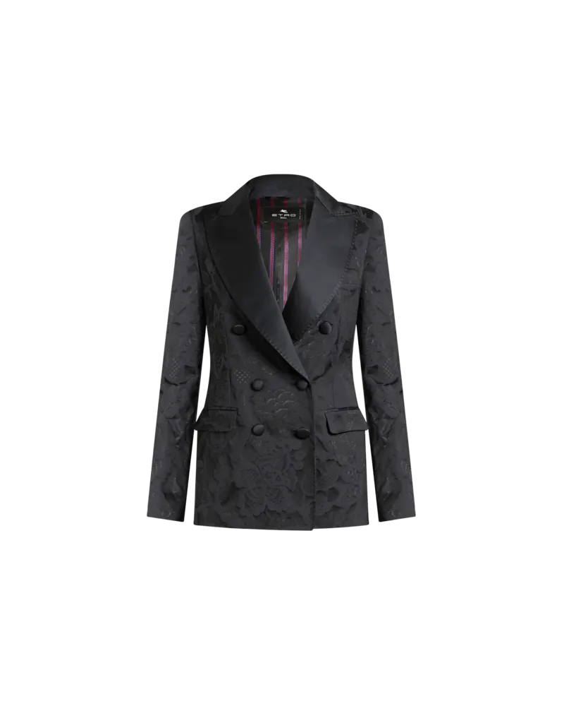 Etro Zweireihiger Jacquardblazer, Damen, Schwarz, Größe Schwarz