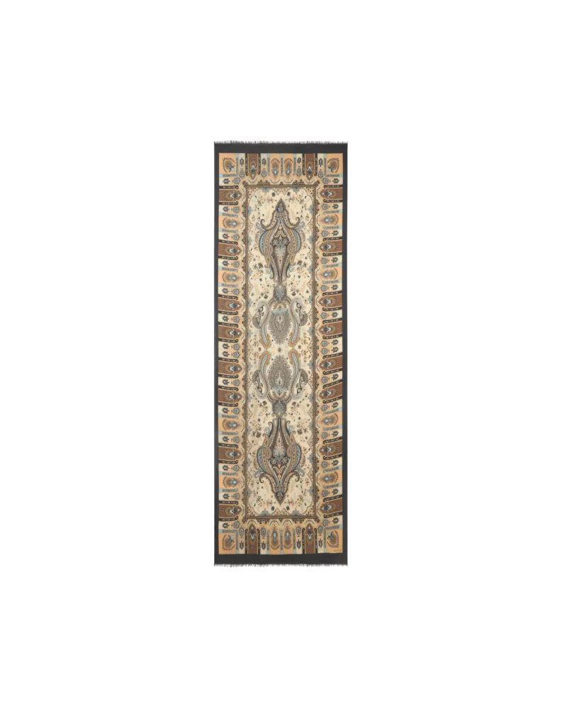 Etro Schal Aus Wolle Und Seide Mit Paisley-motiv Und Floralen Details, Damen, Cremefarben Cremefarben