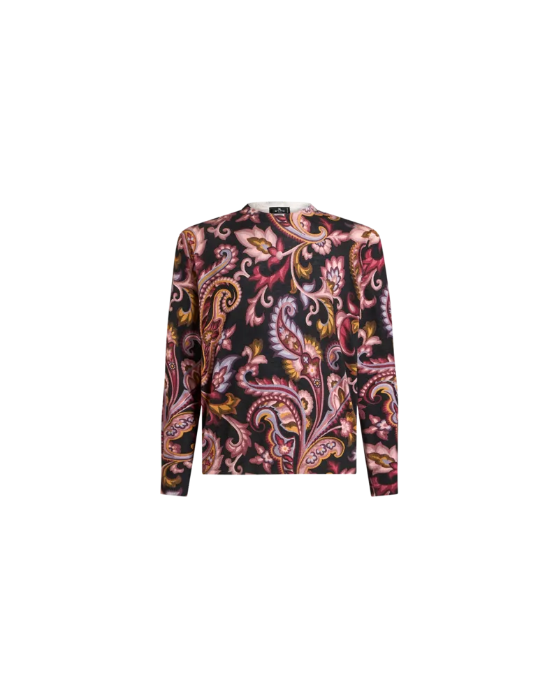 Etro Pullover Mit Rundhals Und Floralem Paisleymuster, Herren, Schwarz, Größe Schwarz