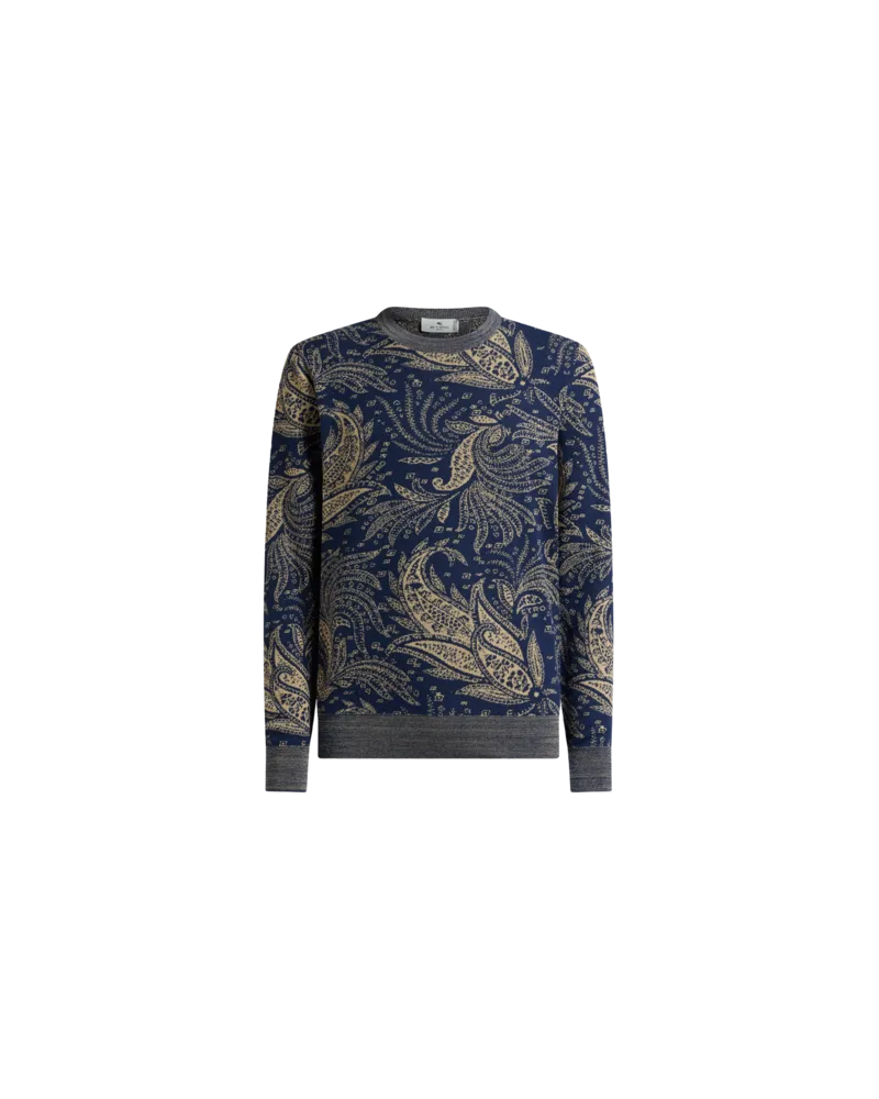 Etro Pullover Aus Baumwolljacquard, Herren, Navyblau, Größe Navyblau