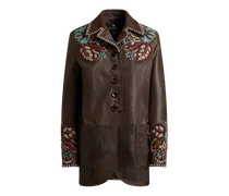 Jacke Aus Leder Mit Eingezogenen Bändern, Damen, Braun, Größe