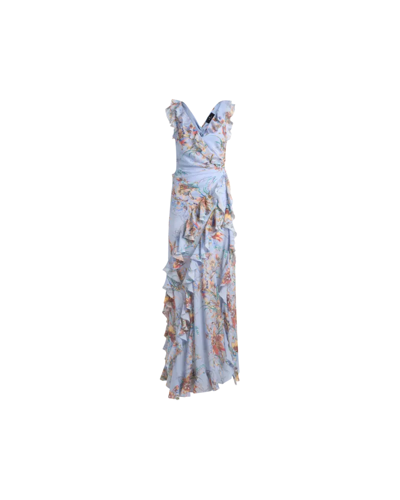 Etro Langes Kleid Mit Rüschen Und Cut-out, Damen, Hellblau, Größe Hellblau