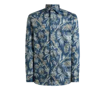 Hemd Aus Baumwollsatin Mit Floralem Paisley-motiv, Herren, Blau, Größe