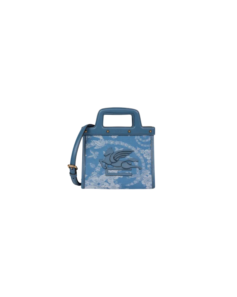 Etro Tasche Love Trotter Klein Aus Denim Mit Floralem Muster, Damen, Hellblau Hellblau