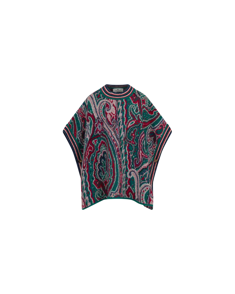 Etro Poncho Aus Einem Mix Aus Wolle Und Alpaka Mit Paisley-motiv, Bordeaux, Größe Bordeaux