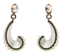 Ohrringe Paisley Mit Perlen, Damen, Silber