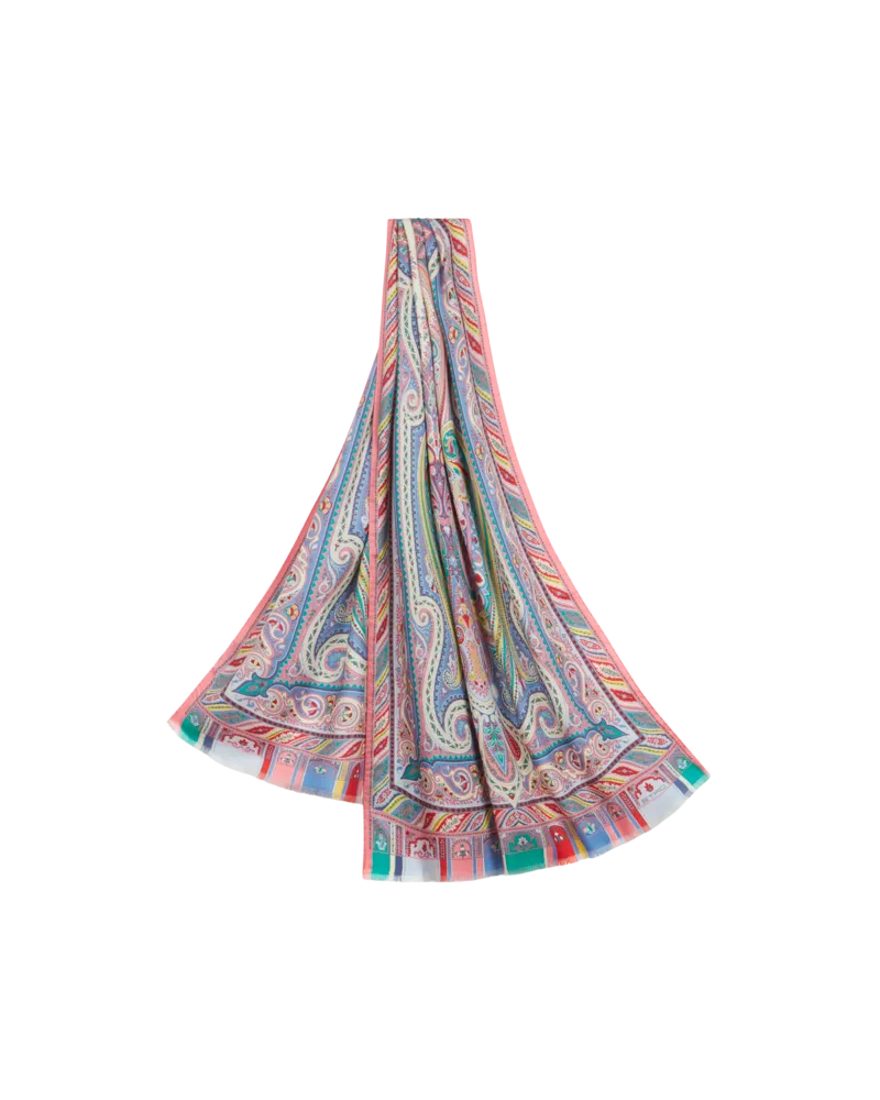 Etro Schal Aus Bedruckter Wolle Und Seide, Damen, Multicolor Multicolor