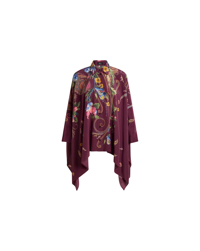 Etro Hemdbluse Mit Zipfelsaum Und Platziertem Floralem Paisley-print, Damen, Rot, Größe Rot