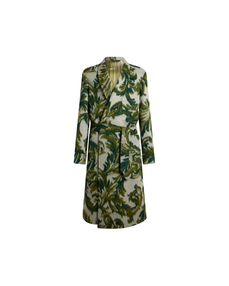 Etro Wickelmantel Aus Einer Wollmischung Mit Jacquardmuster, Herren, Grün, Größe Grün