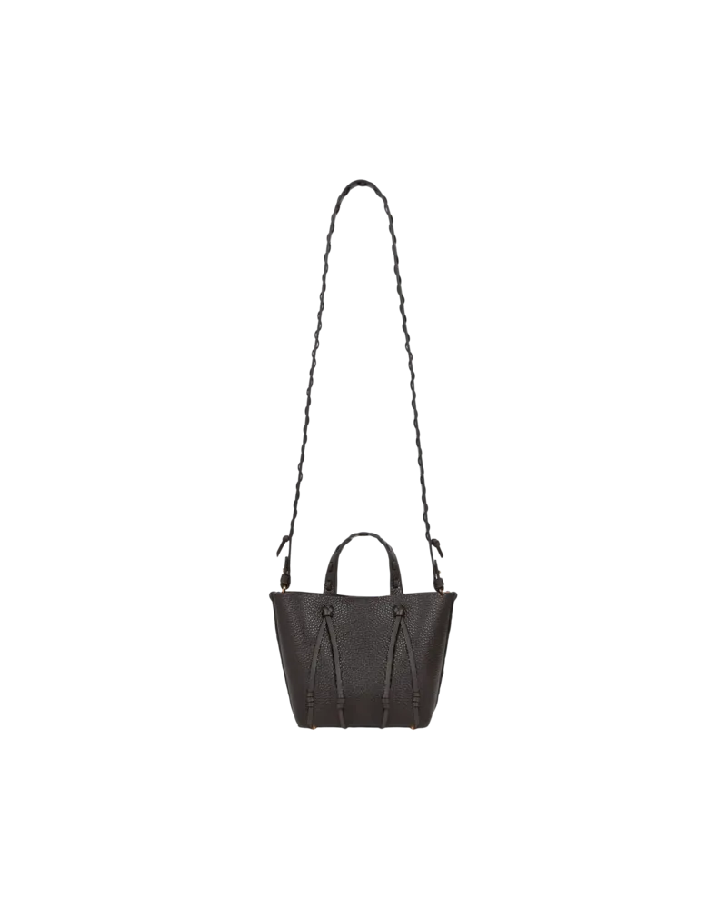 Etro Shopper Etro Essential Mini Aus Leder Mit Eingezogenen Bändern, Damen, Dunkelbraun Dunkelbraun