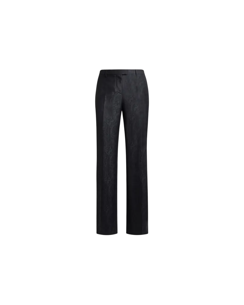 Etro Jacquard-hose Aus Wolle Mit Arnica-motiv, Damen, Schwarz, Größe Schwarz