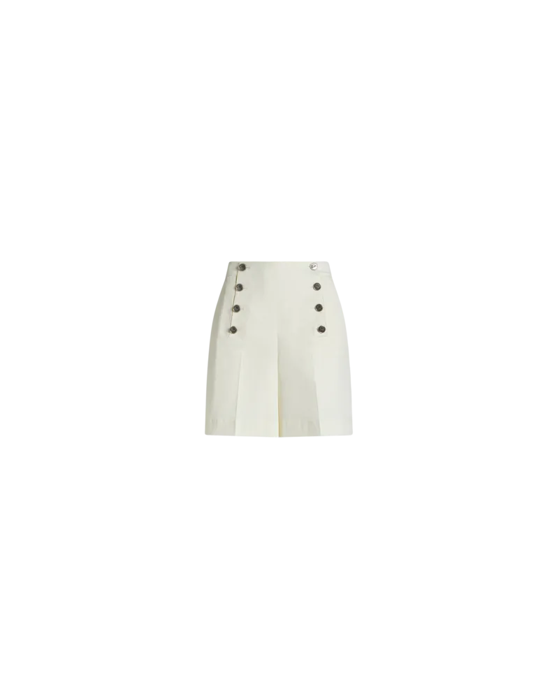 Etro Shorts Mit Pegaso-knöpfen, Damen, Weiß, Größe Weiß