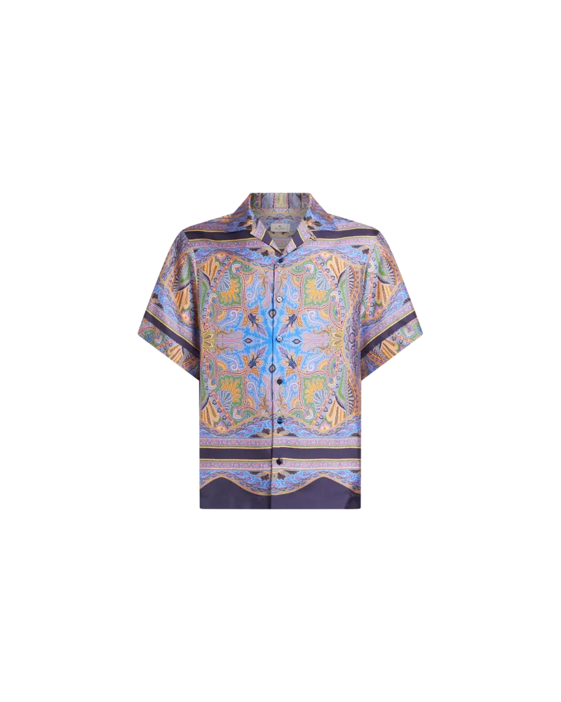 Etro Hemd Aus Twill Mit Abgesetztem Paisleyprint, Herren, Violett, Größe Violett