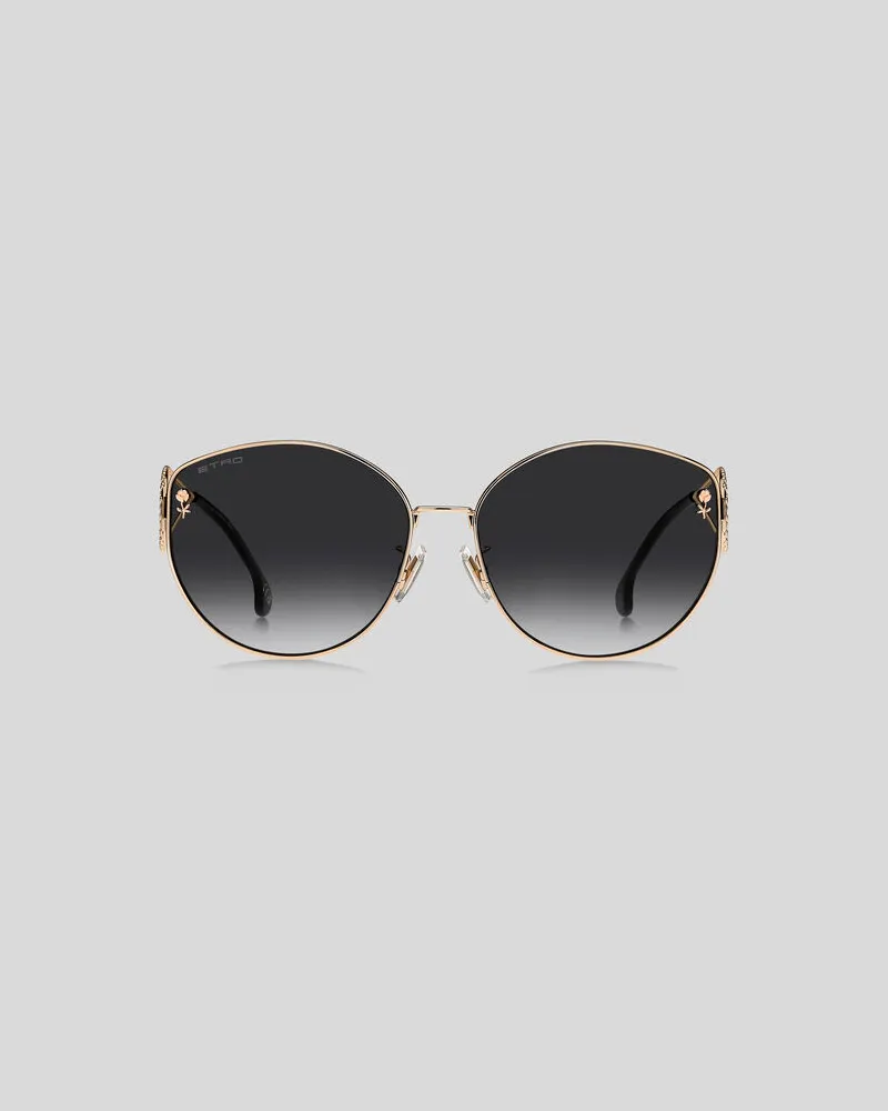 Etro Sonnenbrille Metal Paisley, Damen, Schwarz Schwarz