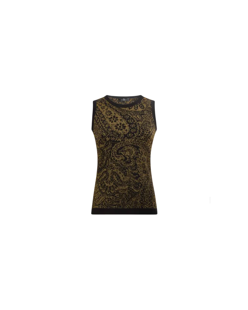 Etro Jacquard-top Aus Einer Wollmischung Mit Paisley-motiv Und Metallic-faden, Damen, Schwarz, Größe Schwarz
