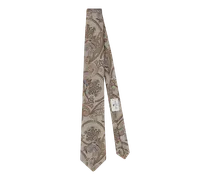Krawatte Mit Mikrostreifen Und Paisley, Herren, Beige