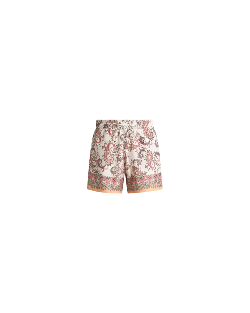 Etro Badeshorts Mit Platziertem Paisley-ramage-print, Herren, Weiß, Größe Weiß