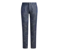 Jacquard-jeans Im Regular Fit Aus Denim Aus Baumwolle Und Leinen Mit Paisley-ramage-motiv, Herren, Blau, Größe