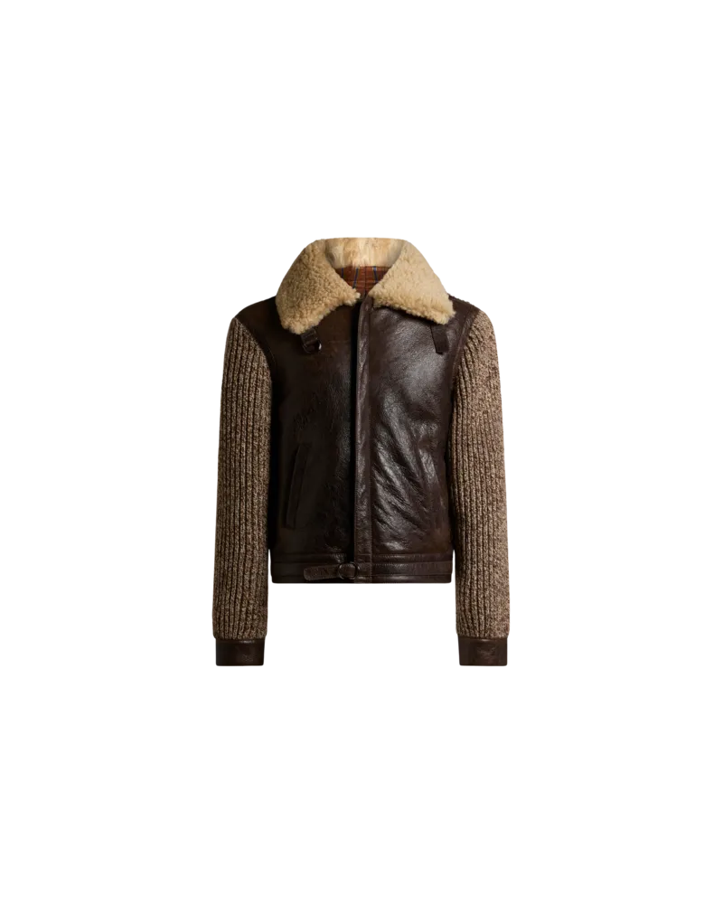 Etro Jacke Aus Shearling Und Strickstoff, Herren, Braun, Größe Braun
