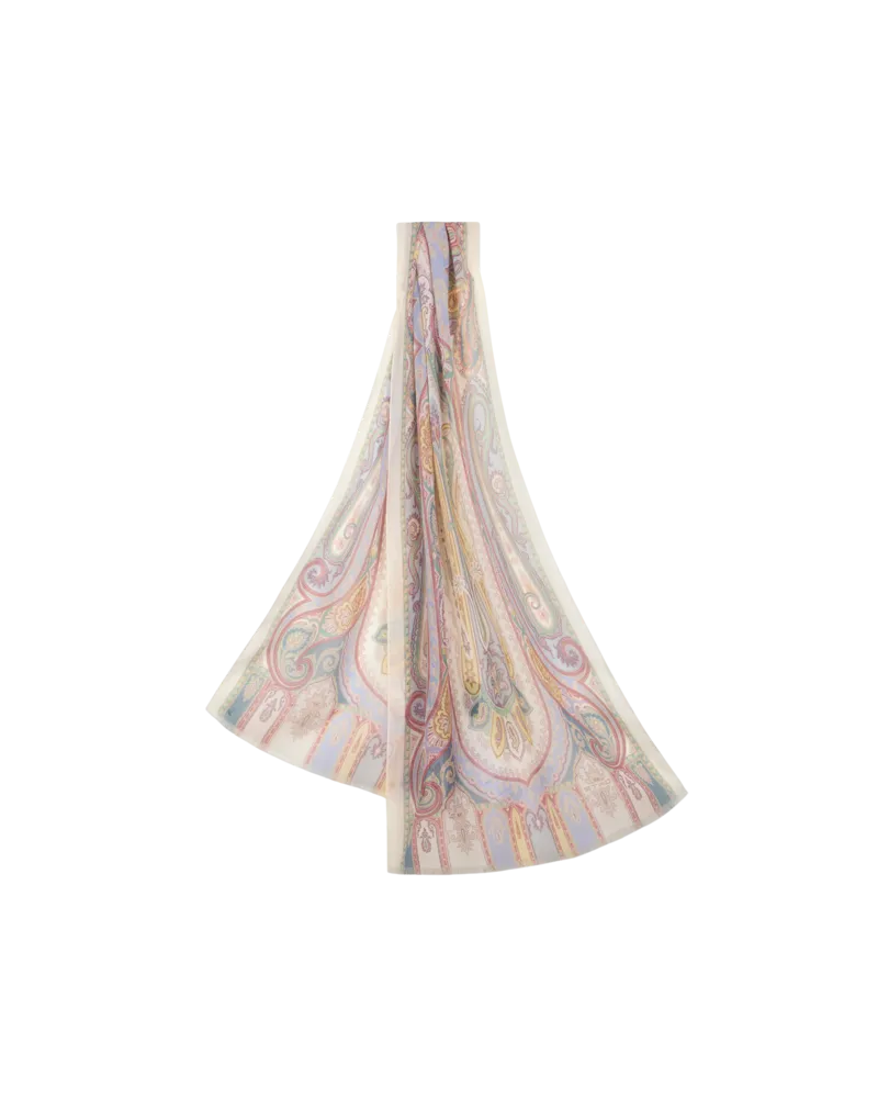 Etro Schal Aus Bedruckter Seide, Damen, Beige Beige