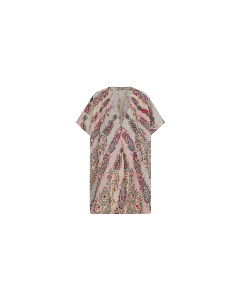 Etro Kaftan Aus Besticktem Baumwollpopeline Mit Paisleys Allover, Multicolor, Größe Multicolor