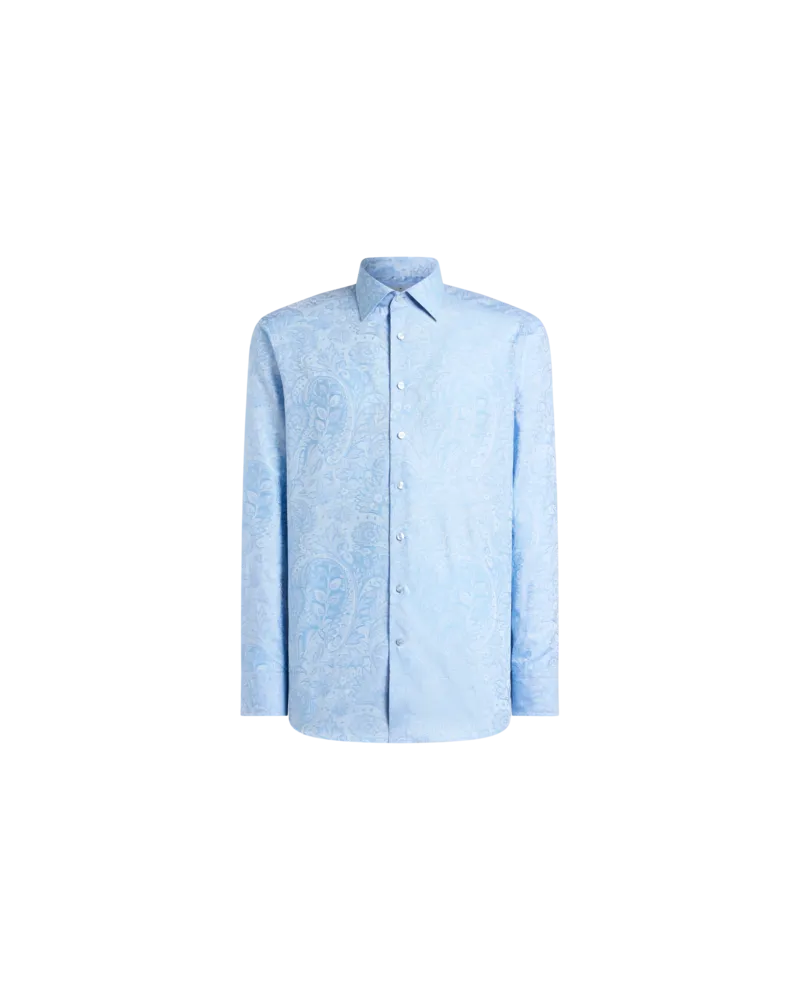Etro Jacquard-hemd Aus Baumwolle Mit Paisley-foliage-motiv, Herren, Hellblau, Größe Hellblau