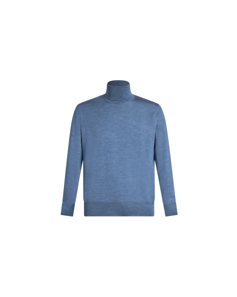 Etro Rollkragenpullover Aus Wolle Mit Stickerei, Herren, Hellblau Hellblau