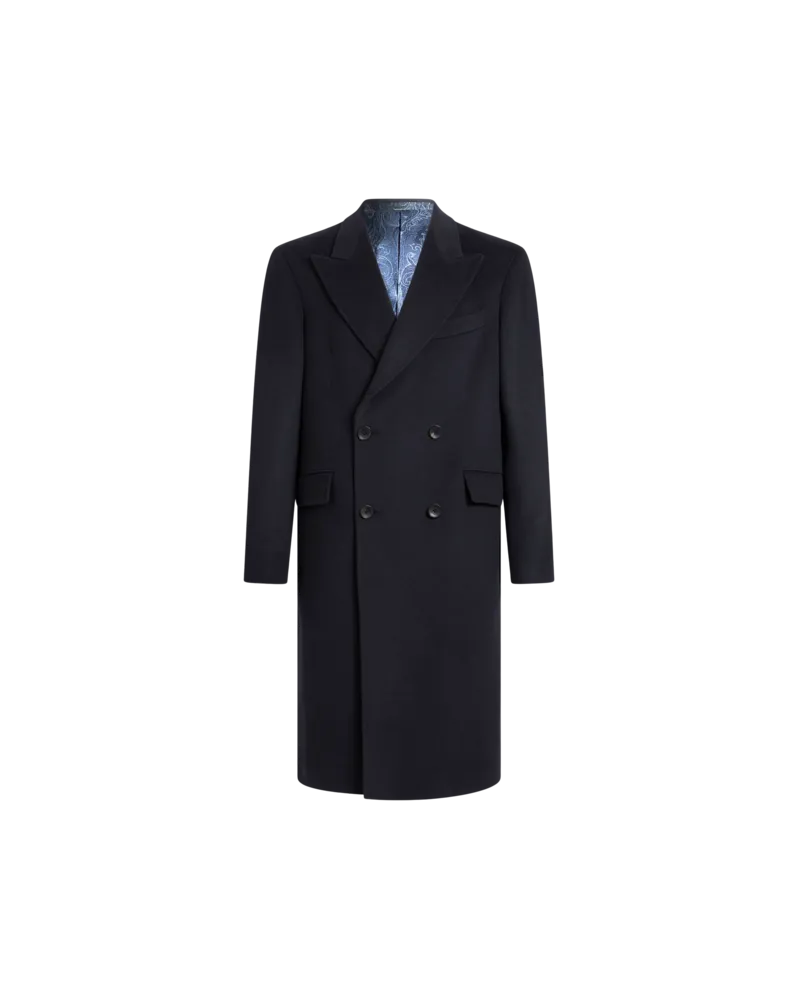 Etro Zweireihiger Mantel Aus Kaschmir, Herren, Blau, Größe Blau