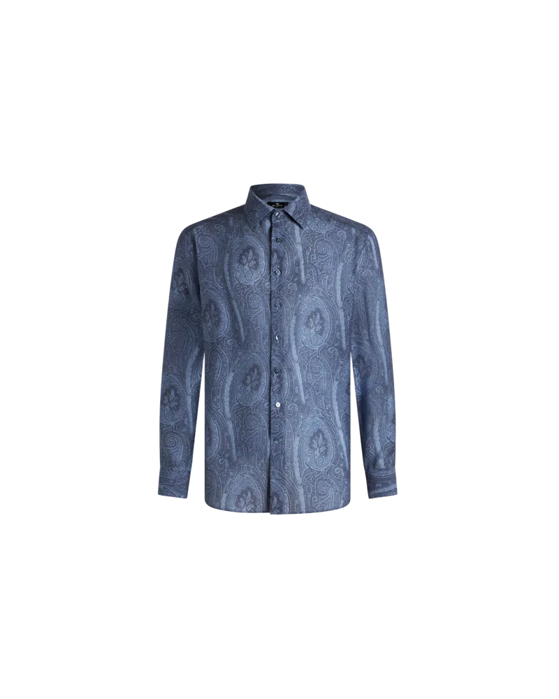 Etro Paisley-hemd Aus Seide, Herren, Blau, Größe Blau