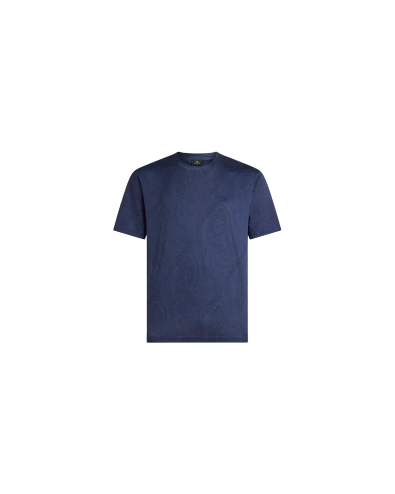 Etro T-shirt Aus Baumwolljersey Mit Arnikamuster, Herren, Blau, Größe Blau