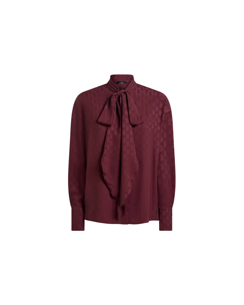 Etro Jacquard-hemdbluse Aus Einer Seidenmischung Mit Foulard Und Paisley-motiv, Damen, Rot, Größe Rot