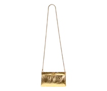 Clutch Talk Mini Aus Leder Mit Kettenschulterriemen, Damen, Gold